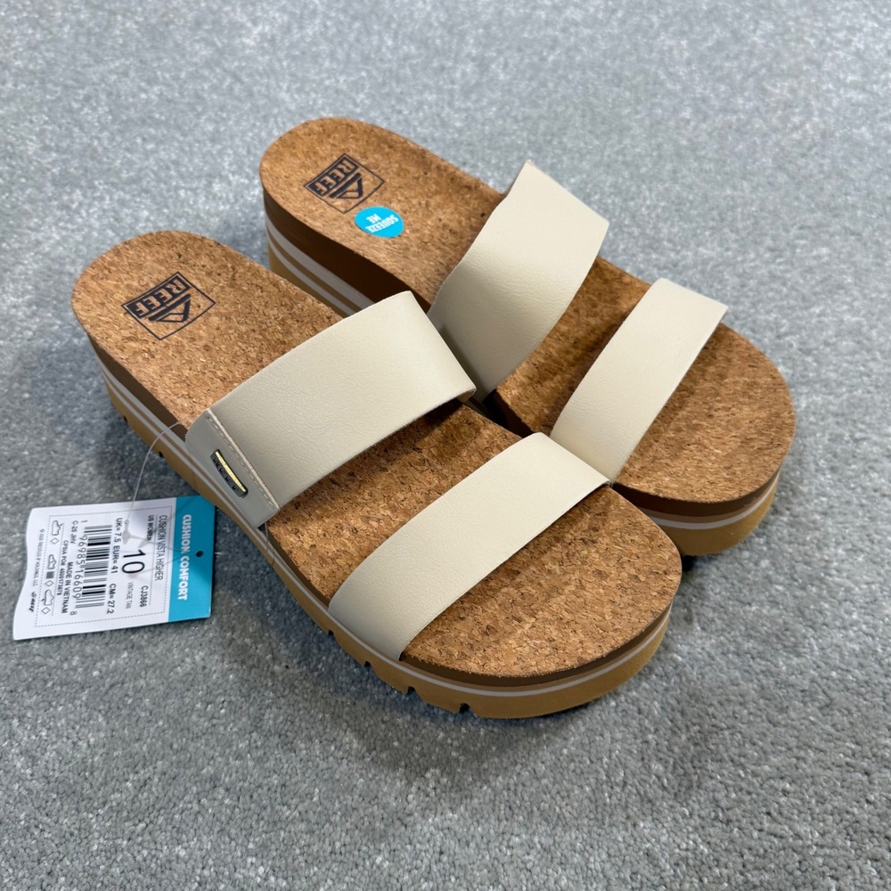 Reef Cushion Vista Higher Platform Sandal Vintage Tan Cork NIB Sz10 Comfort Boho - Picture 3 of 14